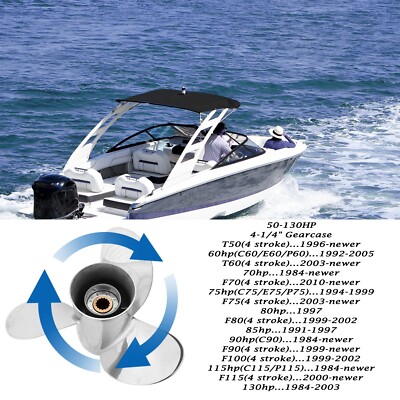 Hélice Bateau Inox 13 1/2 X 15 - 15 Canelures Pour Moteur Yamaha 50-130 CV - Rotation Standard