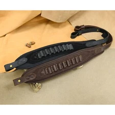 Lightweight Leather Gun Shoulder Strap Ammo Shell Holder Gun Sling .357.308 .22