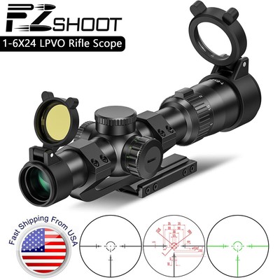 1-6X24 LPVO SFP Rifle Scope Dual R/G Illuminated Updated R16 MOA Reticle + Mount