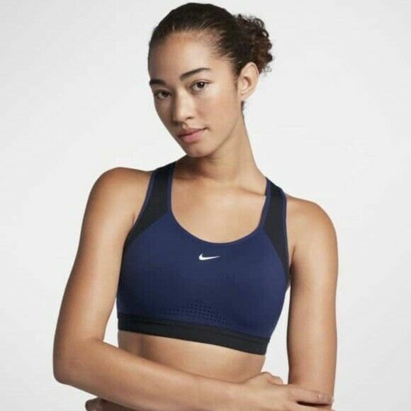 Nike Women's Motion ADAPT Sports Bra High Support Navy Medium 888575 ...