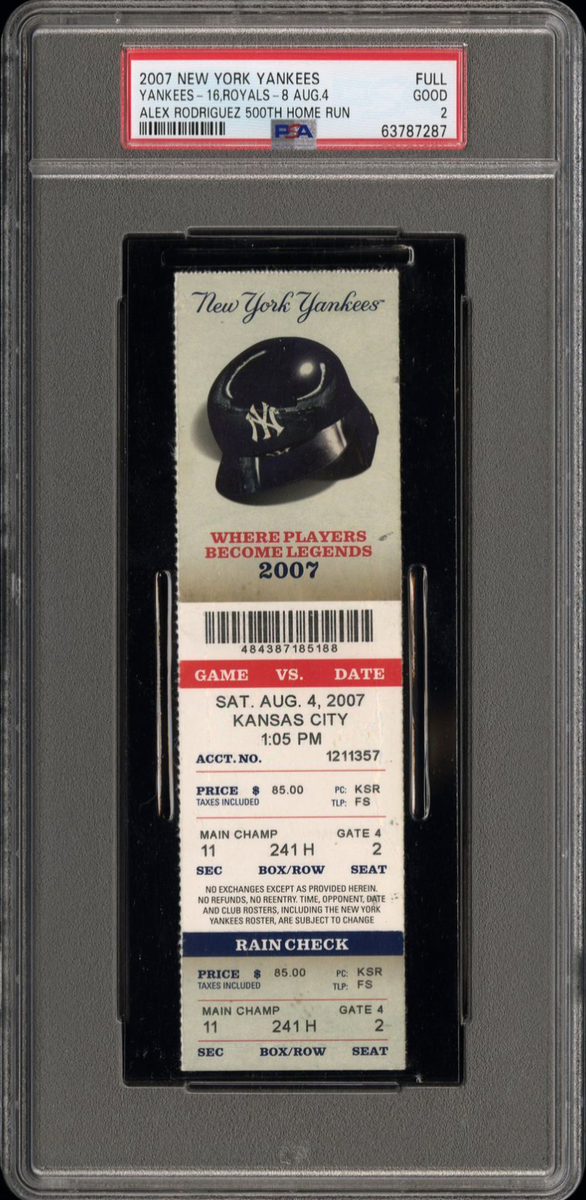 ASTRO サナ 握手券 2007 A Rod Alex Rodriguez 500th HR Homerun Season Full Ticket Stub