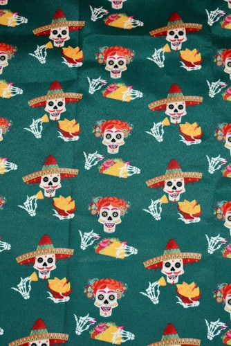 Cinco De Mayo Turkish Dock Fabric Smiling Skulls Nachos and Tacos - 第 3/4 張圖片