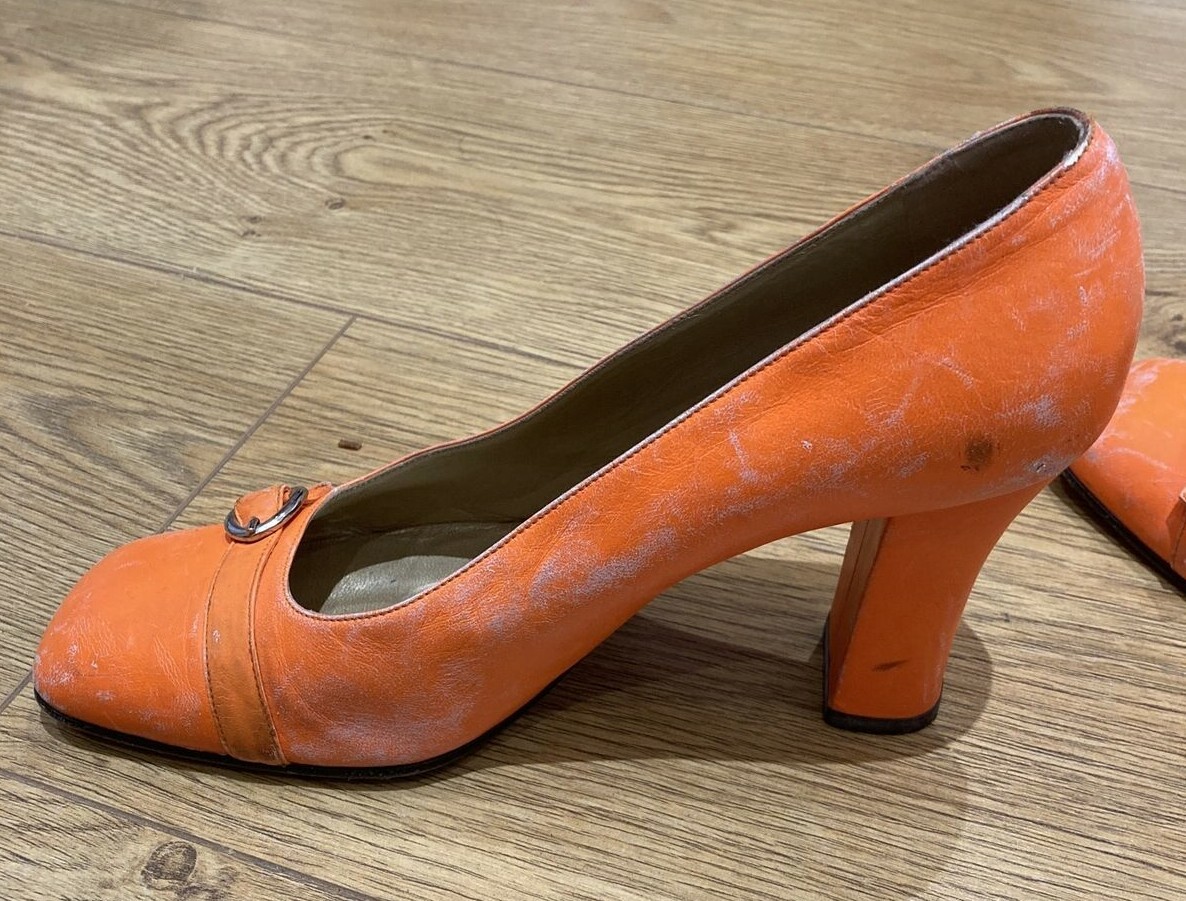 Vintage Gianni Versace Orange Leather Heels UK 5, EU 38, (with fault) 4