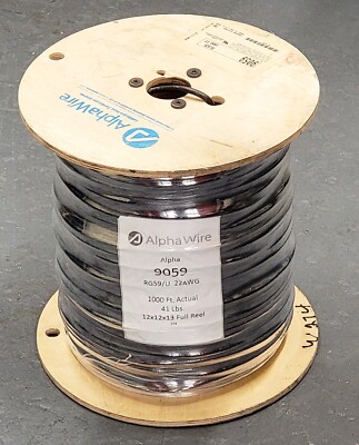 Alpha 9059 RG59/U Coaxial Cable 22AWG Solid Conductor - 1000 Ft Spool - W274