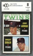 Jerry Arrigo / Dwight Siebler Rookie Card 1964 Topps #516 Twins BGS BCCG 8
