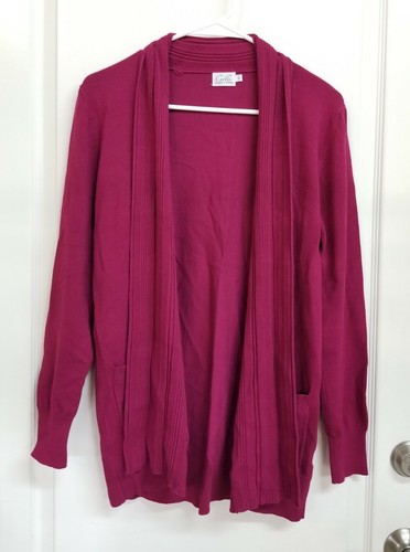 Front Cardigan Purple Plum Pockets Size 