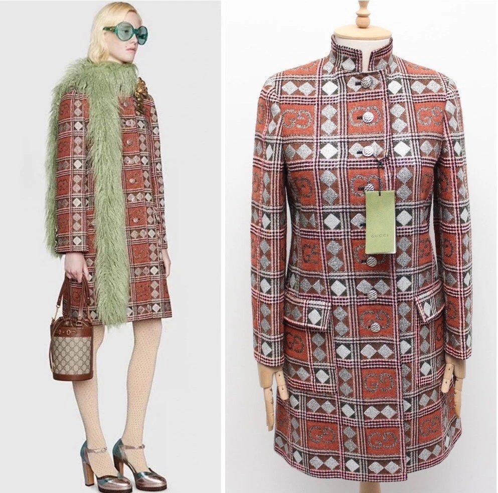 Neuf avec étiquette ! Manteau manteau femme authentique GUCCI GG laine RARE taille 38 XS/S PRIX DE VENTE CONSEILLÉ