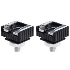 2Pcs Flash Hot Shoe Mount Adapter to 1/4" Thread Hole+(1/4"-1/4") Male Adapter