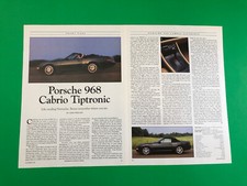 1993 Porsche 968 Cabrio Original Vintage 2 Page Road Test Print Article Ad 1993 Porsche 968 Cabrio Original Vintage 2 Page Road Test Print Article Ad
