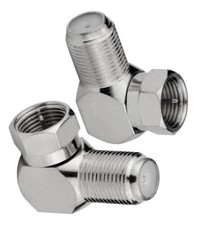 2x F Male to Female Right Angle Elbow Coax Cable TV Screw-On Connector Adapter