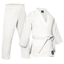 Karate Uniform Martial Arts White Gi for Training 8oz Medium Weight W/Free Belt