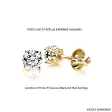 1.00 Carat F Color VVS Clarity Genuine Lab Grown Diamond Stud Earrings 14K Gold