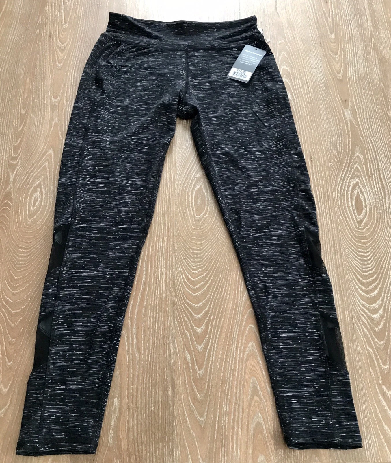 NWT Game Time Easy Fit Comfort Womans Medium Black Gray Activewear Leggings