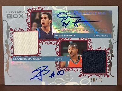 2006-07 Topps Luxury Box Courtside Dual Autograph Relic D Harris & L Barbosa /79