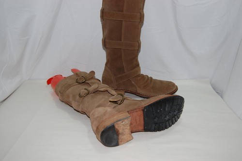 38/US8 ❤️Fiorentini+Baker Eternity Buckle Khaki Suede Leather Women Riding Boots - Picture 14 of 15