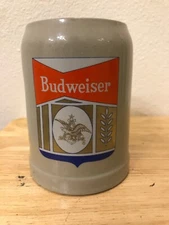 Anheuser Busch Budweiser Stoneware Gray Mug - Vintage Made in Germany