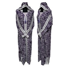 Women Moroccan Purple Multicoloured Floral Hooded Djellaba Jilbab