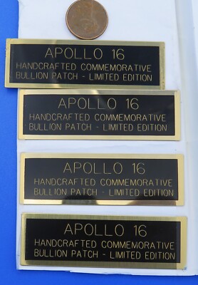 APOLLO 16 Bullion Patch PLATE Lot of 4 vtg - Limited Edition Commemorative NASA