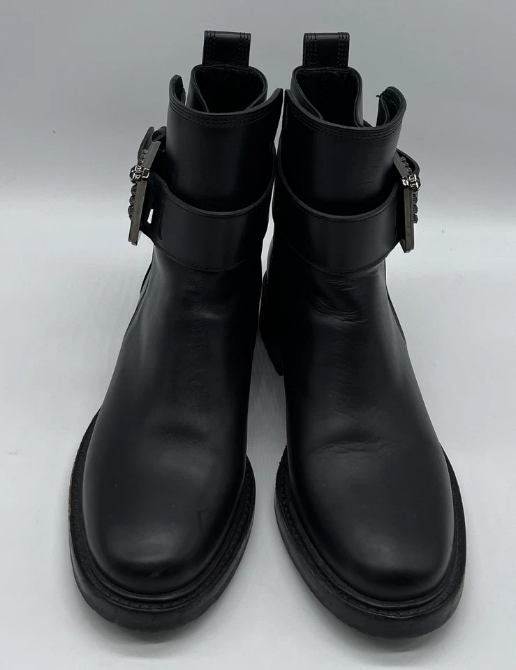 Botín de moto Lanvin de cuero negro al tobillo con hebilla con logotipo adornado talla 36,5 Foto 2 de 4