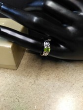 Green Peridot Rhodium Over Sterling Silver Ring. 0.72ct Size 9 JTV