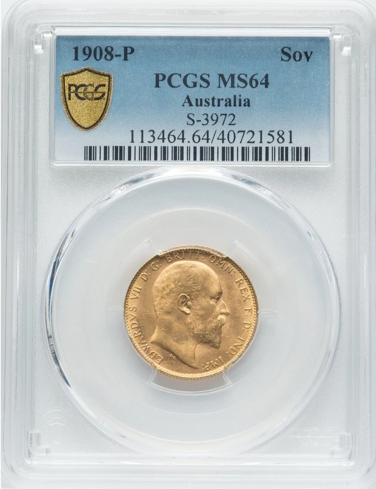Australia - 1908-P - Sovereign - PCGS MS64 - VERY RARE - ONLY ONE FINER! - Image 3 of 4
