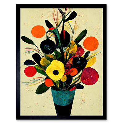 Helles Herbst Abstrakt Blumenstrauß Gemälde Gerahmt Wandkunst Bild Druck 9X7 Zoll