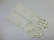 Vintage White Lined Kid Leather Long Gloves 11.7" Ladies Size 7 Aris Paris Franc