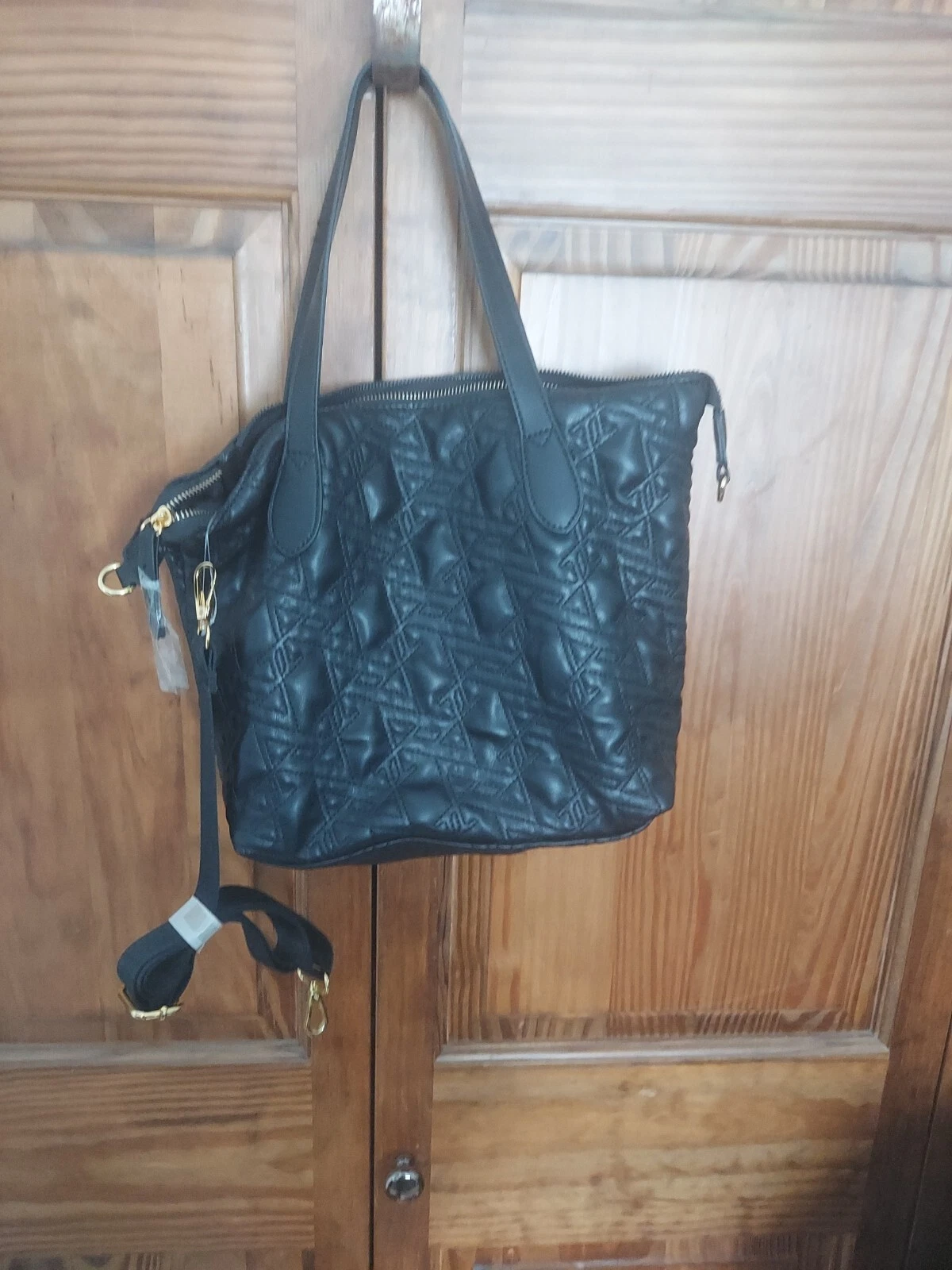 VETEMENTS Borsa a tracolla Adrienne Vittadini in pelle nera nuova con etichette