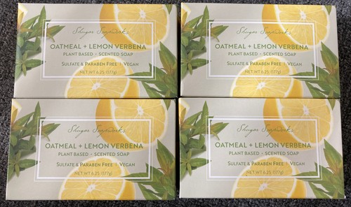 4 Shugar Soapworks Oatmeal & Lemon Verbena Bar Soap Plant Based Vegan Lot of 4. - Picture 2 of 3