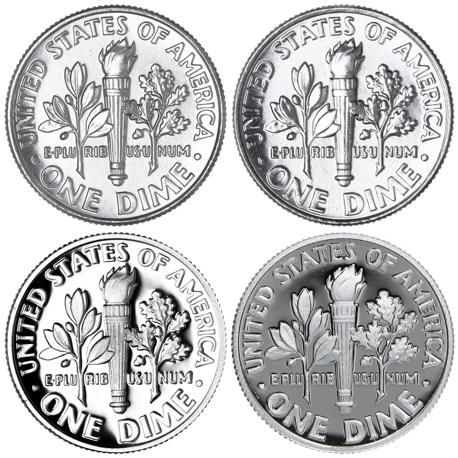 2019 P D S S Roosevelt Dime Year Set Silver & Clad Proof & BU US 4 Coin ...