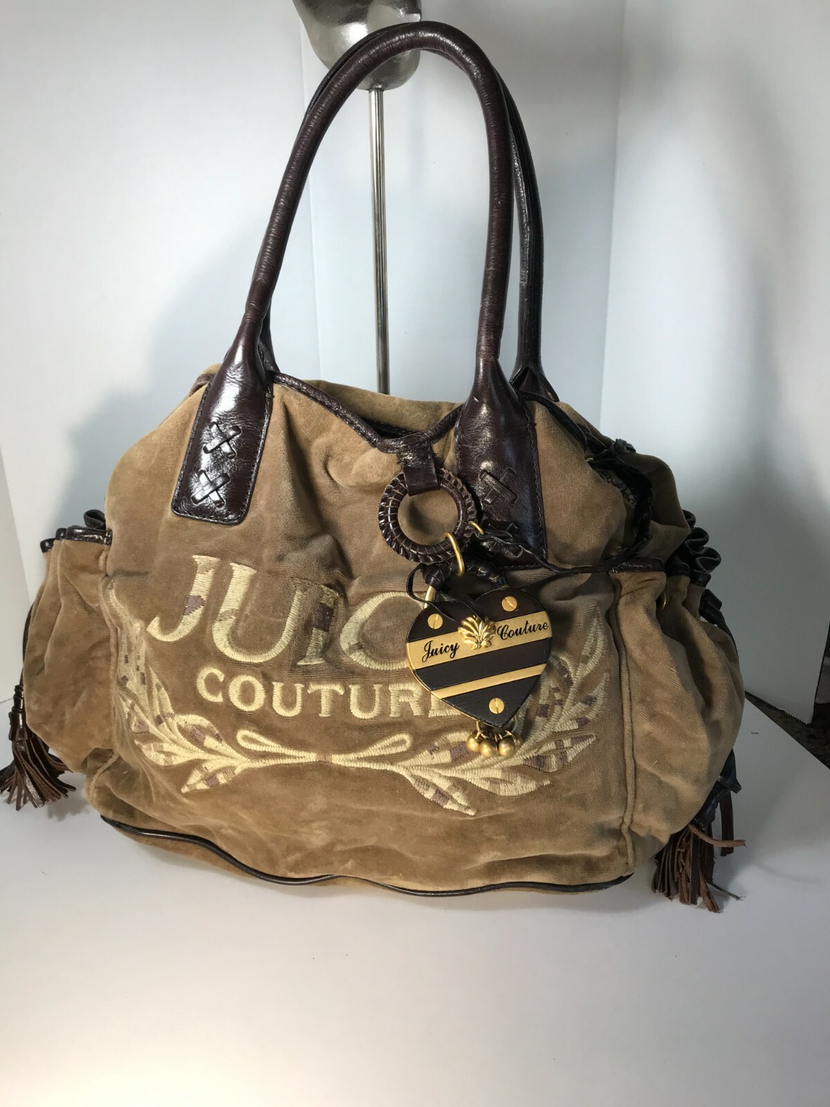 Juicy Couture vintage 90s Y2K purse, Juicy Couture velour and leather purse bag
