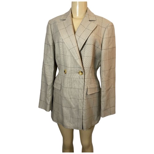 Y2K Gianfranco Ferre Studio Italy Argent Plaid Blazer Jacket Double Breasted