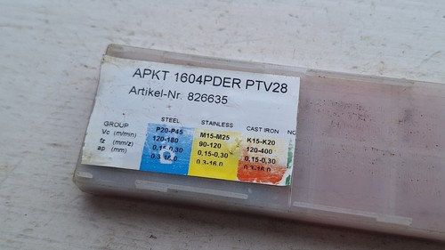 6 Maier carbide milling inserts APKT 1604PDER-Y PTV28 ( 1604 PDR APKT1604PDER ) - Picture 2 of 2