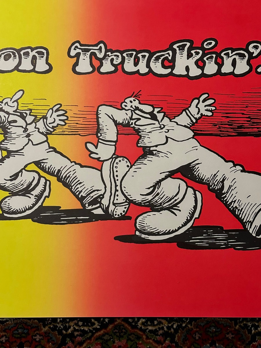 vintage 70s R Crumb keep on truckin psychedelic blacklight