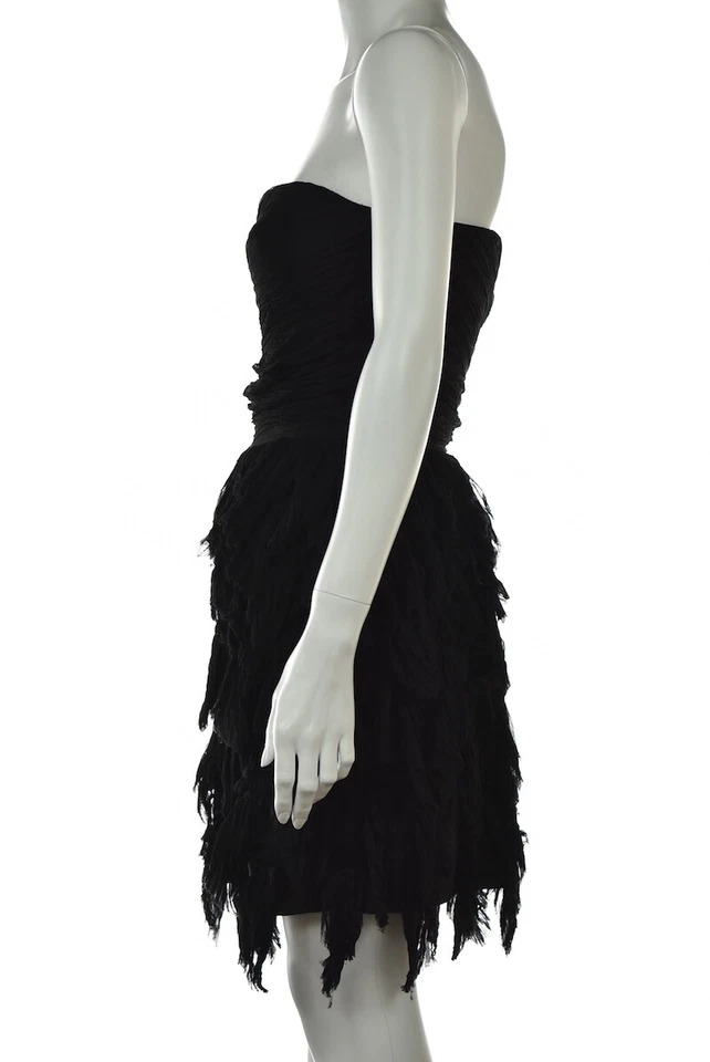 Vestido para mujer Elizabeth + James talla 6 negro liso funda sin tirantes corto seda Foto 3 de 4