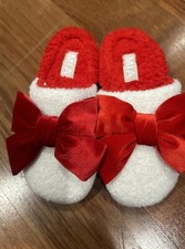 MIA Women's White And Red Bow Slippers 6M New