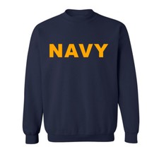 Navy NAVY Crewneck Sweatshirt with Gold print - Adult Small to 5X
