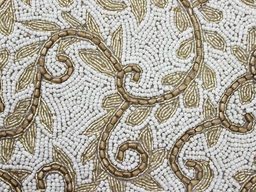Regal Gold & White | Handmade Table Runner | Hand Beaded | Perfect Gift - Picture 2 of 4