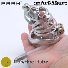 Stainless Steel Chastity Cage with Tube Male Belt Metal Chastity Device FRRK -06