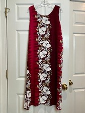 VTG Hawaiian Women Maxi Dress Hibiscus Print Rayon Tropical Standard Size A-line