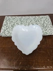 Vintage Milk Glass Trinket Dish, Heart-Shaped Design