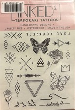 2 Sheets Hand- Drawn Tattoo Designs- Inked  Temporary Tattoos- Cruelty Free,...