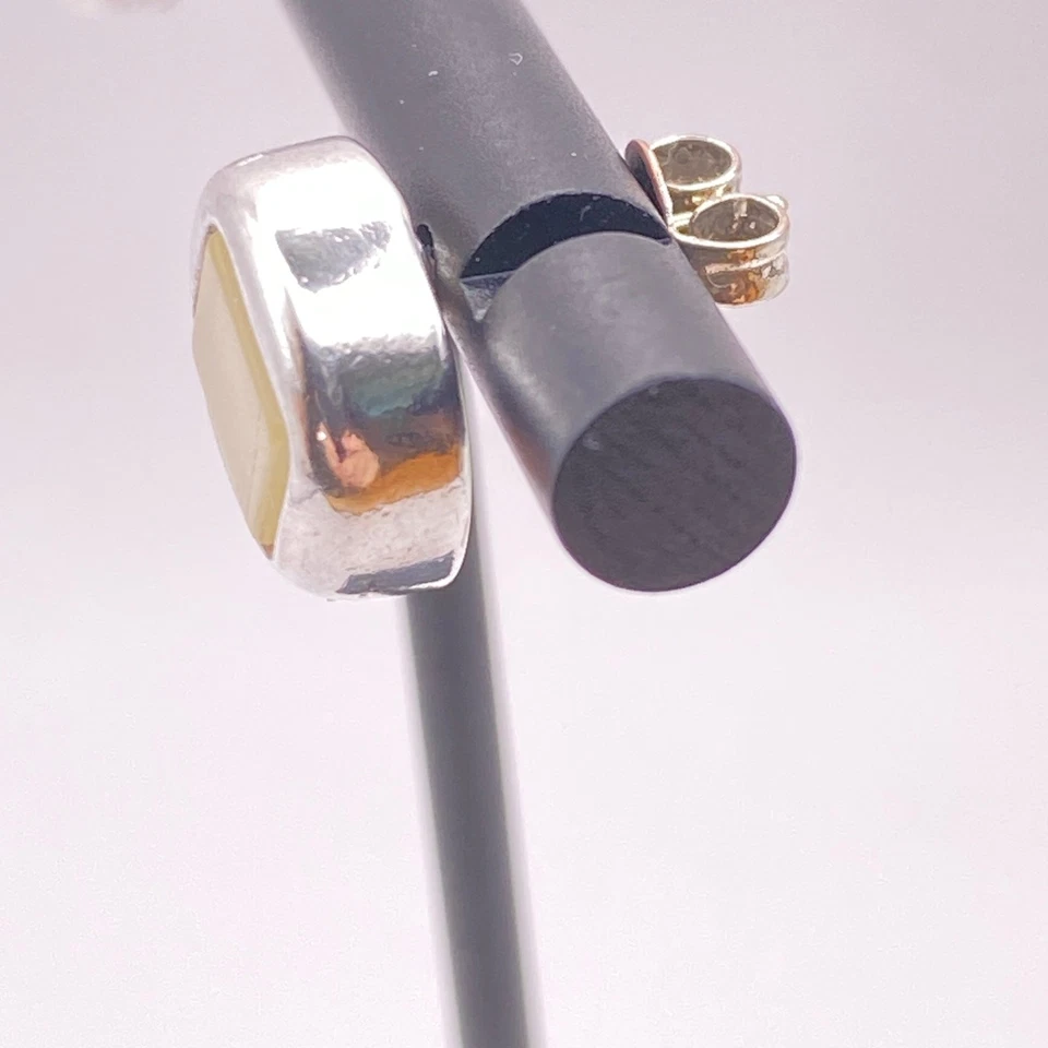 RARO DE COLECCIÓN CAROLEE Pendientes Chapados en Oro Blanco 10K Oro 14K Poste Incrustación Cuadrada Foto 3 de 4