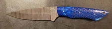 Badass Blades Custom Damascus Hunting Knife Blue Honeycomb Resin Handle- BA752