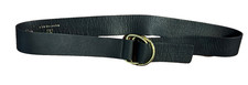 B-Low the Belt Women's Black Leather Belt Gold Double Ring Buckle USA made sz OS