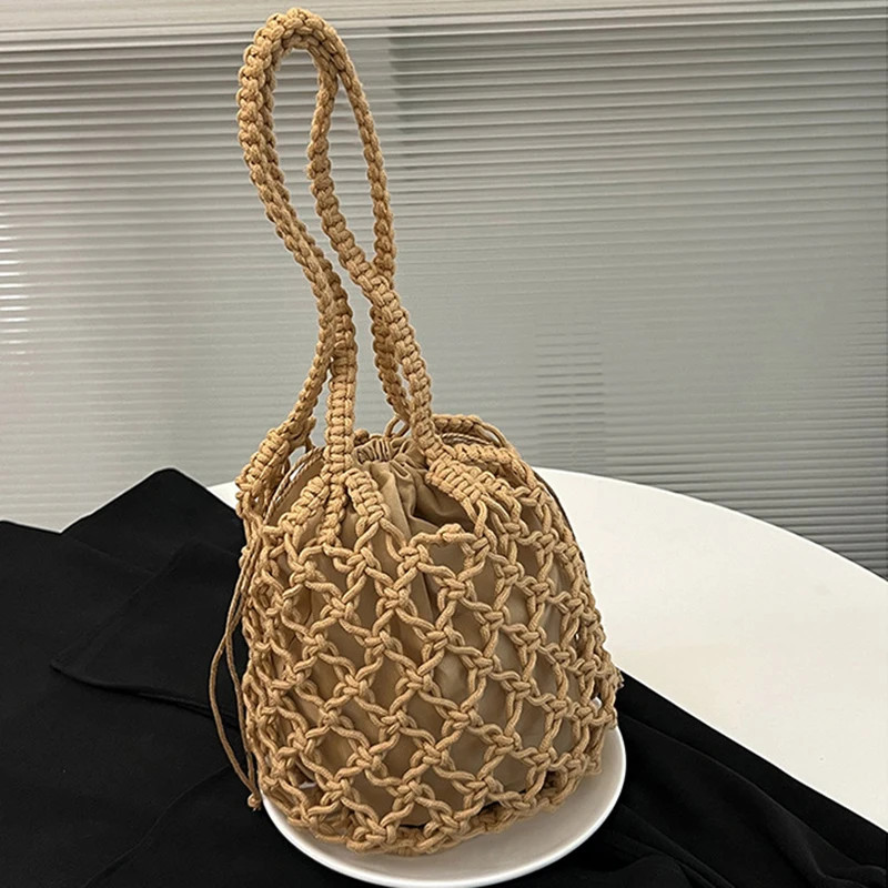Straw Woven Bag Women New Summer High Grade Handbag Water Bucket Bag Hot Selling
