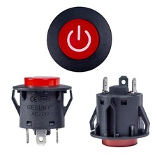 ToiCottage 2Pcs 3 Pin Switch for Kids Electric Cars, Push Button, Manual, Red