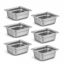 1/6 Hotel Pans 2.5 Inch Deep Stainless Steel Food Pan - Anti-Jam 6 Pack Steam...