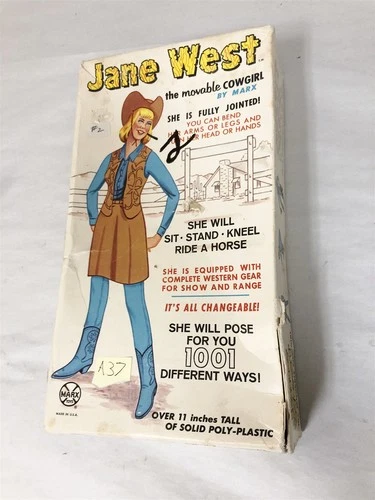 1960s MARX JOHNNY WEST JANE WEST IN BOX WITH ACCESSORIES LOT #37