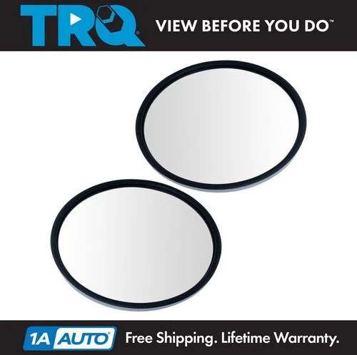 TRQ 8.5" Round Convex Mirror Pair Stainless Steel Heated Offset Stud w/Bracket